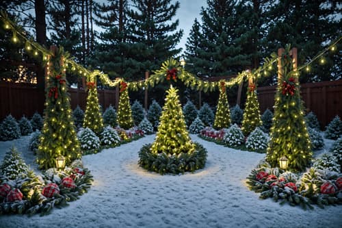 photo from pinterest of christmas-style designed (outdoor garden ) with garden plants and grass and garden tree and garden plants. . with berries and greenery draped and plaid rugs and snow outside and christmas ornaments and ribbons and giftwrapped gifts and tie pinecones and berries and a few big socks hanging. . cinematic photo, highly detailed, cinematic lighting, ultra-detailed, ultrarealistic, photorealism, 8k. trending on pinterest. christmas design style. masterpiece, cinematic light, ultrarealistic+, photorealistic+, 8k, raw photo, realistic, sharp focus on eyes, (symmetrical eyes), (intact eyes), hyperrealistic, highest quality, best quality, , highly detailed, masterpiece, best quality, extremely detailed 8k wallpaper, masterpiece, best quality, ultra-detailed, best shadow, detailed background, detailed face, detailed eyes, high contrast, best illumination, detailed face, dulux, caustic, dynamic angle, detailed glow. dramatic lighting. highly detailed, insanely detailed hair, symmetrical, intricate details, professionally retouched, 8k high definition. strong bokeh. award winning photo.