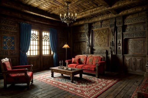 photo from pinterest of medieval-style interior designed (gaming room interior) . with castle interior and heavy furniture pieces and castle interior and stone walls and upholstery on chairs and sofas and deep colors like red, gold, or blue and intricate wooden inlay designs and carvings and timber walls. . cinematic photo, highly detailed, cinematic lighting, ultra-detailed, ultrarealistic, photorealism, 8k. trending on pinterest. medieval interior design style. masterpiece, cinematic light, ultrarealistic+, photorealistic+, 8k, raw photo, realistic, sharp focus on eyes, (symmetrical eyes), (intact eyes), hyperrealistic, highest quality, best quality, , highly detailed, masterpiece, best quality, extremely detailed 8k wallpaper, masterpiece, best quality, ultra-detailed, best shadow, detailed background, detailed face, detailed eyes, high contrast, best illumination, detailed face, dulux, caustic, dynamic angle, detailed glow. dramatic lighting. highly detailed, insanely detailed hair, symmetrical, intricate details, professionally retouched, 8k high definition. strong bokeh. award winning photo.