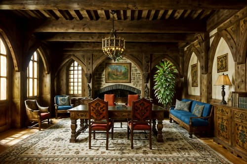 photo from pinterest of medieval-style interior designed (office interior) with plants and lounge chairs and office desks and office chairs and seating area with sofa and windows and cabinets and desk lamps. . with castle interior and stone walls and intricate wooden inlay designs and carvings and deep colors like red, gold, or blue and timber beams and heavy furniture pieces and castle interior and castle interior. . cinematic photo, highly detailed, cinematic lighting, ultra-detailed, ultrarealistic, photorealism, 8k. trending on pinterest. medieval interior design style. masterpiece, cinematic light, ultrarealistic+, photorealistic+, 8k, raw photo, realistic, sharp focus on eyes, (symmetrical eyes), (intact eyes), hyperrealistic, highest quality, best quality, , highly detailed, masterpiece, best quality, extremely detailed 8k wallpaper, masterpiece, best quality, ultra-detailed, best shadow, detailed background, detailed face, detailed eyes, high contrast, best illumination, detailed face, dulux, caustic, dynamic angle, detailed glow. dramatic lighting. highly detailed, insanely detailed hair, symmetrical, intricate details, professionally retouched, 8k high definition. strong bokeh. award winning photo.