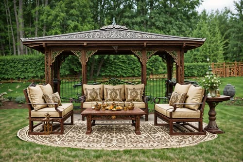 photo from pinterest of medieval-style designed (outdoor patio ) with barbeque or grill and plant and patio couch with pillows and deck with deck chairs and grass and barbeque or grill. . with intricate wooden inlay designs and carvings and heavy furniture pieces and carved wooden benches and carved wooden tables and carved wooden chairs and gothic appearance and castle and velvet, chenille, damask, and brocade draperies and fabrics. . cinematic photo, highly detailed, cinematic lighting, ultra-detailed, ultrarealistic, photorealism, 8k. trending on pinterest. medieval design style. masterpiece, cinematic light, ultrarealistic+, photorealistic+, 8k, raw photo, realistic, sharp focus on eyes, (symmetrical eyes), (intact eyes), hyperrealistic, highest quality, best quality, , highly detailed, masterpiece, best quality, extremely detailed 8k wallpaper, masterpiece, best quality, ultra-detailed, best shadow, detailed background, detailed face, detailed eyes, high contrast, best illumination, detailed face, dulux, caustic, dynamic angle, detailed glow. dramatic lighting. highly detailed, insanely detailed hair, symmetrical, intricate details, professionally retouched, 8k high definition. strong bokeh. award winning photo.