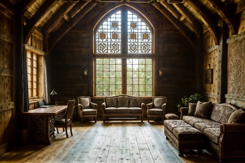 photo from pinterest of medieval-style interior designed (coworking space interior) with office desks and seating area with sofa and lounge chairs and office chairs and office desks. . with timber beams and castle interior and stone or wooden floor and upholstery on chairs and sofas and carved wooden tables and stone walls and carved wooden benches and velvet, chenille, damask, and brocade draperies and fabrics. . cinematic photo, highly detailed, cinematic lighting, ultra-detailed, ultrarealistic, photorealism, 8k. trending on pinterest. medieval interior design style. masterpiece, cinematic light, ultrarealistic+, photorealistic+, 8k, raw photo, realistic, sharp focus on eyes, (symmetrical eyes), (intact eyes), hyperrealistic, highest quality, best quality, , highly detailed, masterpiece, best quality, extremely detailed 8k wallpaper, masterpiece, best quality, ultra-detailed, best shadow, detailed background, detailed face, detailed eyes, high contrast, best illumination, detailed face, dulux, caustic, dynamic angle, detailed glow. dramatic lighting. highly detailed, insanely detailed hair, symmetrical, intricate details, professionally retouched, 8k high definition. strong bokeh. award winning photo.