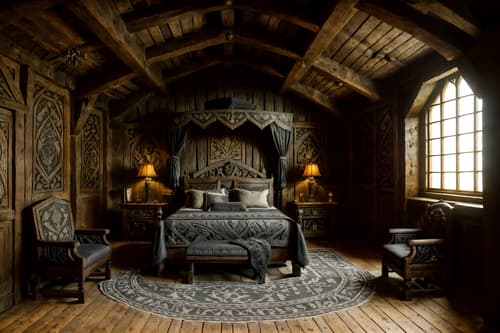 photo from pinterest of medieval-style interior designed (attic interior) . with gothic appearance and stone walls and carved wooden chairs and castle interior and medieval shields on the wall and castle interior and intricate wooden inlay designs and carvings and upholstery on chairs and sofas. . cinematic photo, highly detailed, cinematic lighting, ultra-detailed, ultrarealistic, photorealism, 8k. trending on pinterest. medieval interior design style. masterpiece, cinematic light, ultrarealistic+, photorealistic+, 8k, raw photo, realistic, sharp focus on eyes, (symmetrical eyes), (intact eyes), hyperrealistic, highest quality, best quality, , highly detailed, masterpiece, best quality, extremely detailed 8k wallpaper, masterpiece, best quality, ultra-detailed, best shadow, detailed background, detailed face, detailed eyes, high contrast, best illumination, detailed face, dulux, caustic, dynamic angle, detailed glow. dramatic lighting. highly detailed, insanely detailed hair, symmetrical, intricate details, professionally retouched, 8k high definition. strong bokeh. award winning photo.