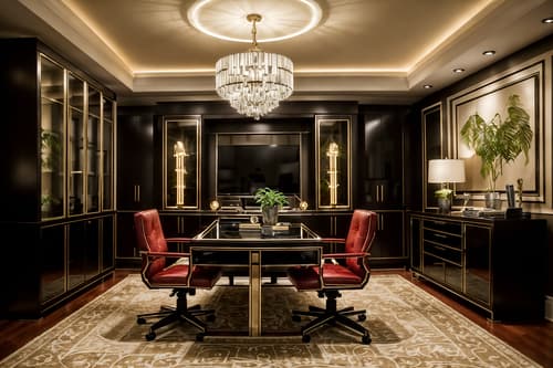 photo from pinterest of hollywood glam-style interior designed (home office interior) with office chair and desk lamp and plant and cabinets and computer desk and office chair. . . cinematic photo, highly detailed, cinematic lighting, ultra-detailed, ultrarealistic, photorealism, 8k. trending on pinterest. hollywood glam interior design style. masterpiece, cinematic light, ultrarealistic+, photorealistic+, 8k, raw photo, realistic, sharp focus on eyes, (symmetrical eyes), (intact eyes), hyperrealistic, highest quality, best quality, , highly detailed, masterpiece, best quality, extremely detailed 8k wallpaper, masterpiece, best quality, ultra-detailed, best shadow, detailed background, detailed face, detailed eyes, high contrast, best illumination, detailed face, dulux, caustic, dynamic angle, detailed glow. dramatic lighting. highly detailed, insanely detailed hair, symmetrical, intricate details, professionally retouched, 8k high definition. strong bokeh. award winning photo.