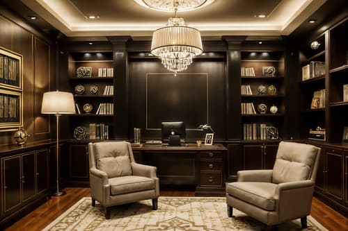 photo from pinterest of hollywood glam-style interior designed (study room interior) with office chair and bookshelves and desk lamp and lounge chair and cabinets and writing desk and plant and office chair. . . cinematic photo, highly detailed, cinematic lighting, ultra-detailed, ultrarealistic, photorealism, 8k. trending on pinterest. hollywood glam interior design style. masterpiece, cinematic light, ultrarealistic+, photorealistic+, 8k, raw photo, realistic, sharp focus on eyes, (symmetrical eyes), (intact eyes), hyperrealistic, highest quality, best quality, , highly detailed, masterpiece, best quality, extremely detailed 8k wallpaper, masterpiece, best quality, ultra-detailed, best shadow, detailed background, detailed face, detailed eyes, high contrast, best illumination, detailed face, dulux, caustic, dynamic angle, detailed glow. dramatic lighting. highly detailed, insanely detailed hair, symmetrical, intricate details, professionally retouched, 8k high definition. strong bokeh. award winning photo.