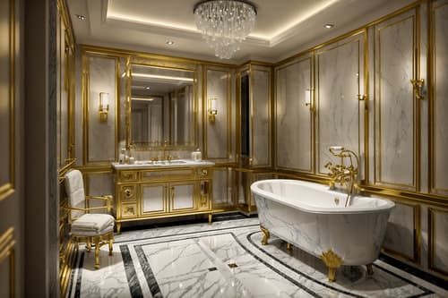 photo from pinterest of hollywood glam-style interior designed (hotel bathroom interior) with bathtub and bathroom cabinet and bath towel and shower and toilet seat and bathroom sink with faucet and plant and waste basket. . . cinematic photo, highly detailed, cinematic lighting, ultra-detailed, ultrarealistic, photorealism, 8k. trending on pinterest. hollywood glam interior design style. masterpiece, cinematic light, ultrarealistic+, photorealistic+, 8k, raw photo, realistic, sharp focus on eyes, (symmetrical eyes), (intact eyes), hyperrealistic, highest quality, best quality, , highly detailed, masterpiece, best quality, extremely detailed 8k wallpaper, masterpiece, best quality, ultra-detailed, best shadow, detailed background, detailed face, detailed eyes, high contrast, best illumination, detailed face, dulux, caustic, dynamic angle, detailed glow. dramatic lighting. highly detailed, insanely detailed hair, symmetrical, intricate details, professionally retouched, 8k high definition. strong bokeh. award winning photo.