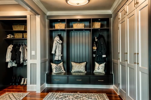 photo from pinterest of hollywood glam-style interior designed (mudroom interior) with high up storage and storage baskets and storage drawers and shelves for shoes and wall hooks for coats and a bench and cubbies and cabinets. . . cinematic photo, highly detailed, cinematic lighting, ultra-detailed, ultrarealistic, photorealism, 8k. trending on pinterest. hollywood glam interior design style. masterpiece, cinematic light, ultrarealistic+, photorealistic+, 8k, raw photo, realistic, sharp focus on eyes, (symmetrical eyes), (intact eyes), hyperrealistic, highest quality, best quality, , highly detailed, masterpiece, best quality, extremely detailed 8k wallpaper, masterpiece, best quality, ultra-detailed, best shadow, detailed background, detailed face, detailed eyes, high contrast, best illumination, detailed face, dulux, caustic, dynamic angle, detailed glow. dramatic lighting. highly detailed, insanely detailed hair, symmetrical, intricate details, professionally retouched, 8k high definition. strong bokeh. award winning photo.