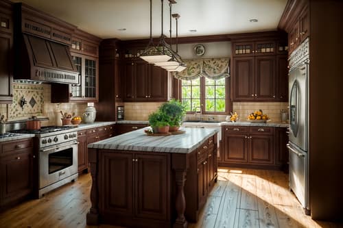 photo from pinterest of traditional-style interior designed (kitchen interior) with worktops and plant and stove and sink and kitchen cabinets and refrigerator and worktops. . . cinematic photo, highly detailed, cinematic lighting, ultra-detailed, ultrarealistic, photorealism, 8k. trending on pinterest. traditional interior design style. masterpiece, cinematic light, ultrarealistic+, photorealistic+, 8k, raw photo, realistic, sharp focus on eyes, (symmetrical eyes), (intact eyes), hyperrealistic, highest quality, best quality, , highly detailed, masterpiece, best quality, extremely detailed 8k wallpaper, masterpiece, best quality, ultra-detailed, best shadow, detailed background, detailed face, detailed eyes, high contrast, best illumination, detailed face, dulux, caustic, dynamic angle, detailed glow. dramatic lighting. highly detailed, insanely detailed hair, symmetrical, intricate details, professionally retouched, 8k high definition. strong bokeh. award winning photo.