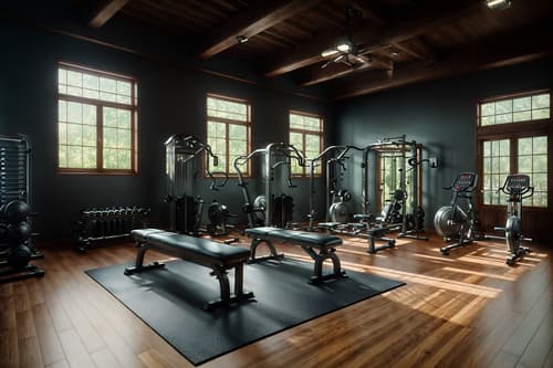 photo from pinterest of traditional-style interior designed (fitness gym interior) with exercise bicycle and dumbbell stand and bench press and squat rack and crosstrainer and exercise bicycle. . . cinematic photo, highly detailed, cinematic lighting, ultra-detailed, ultrarealistic, photorealism, 8k. trending on pinterest. traditional interior design style. masterpiece, cinematic light, ultrarealistic+, photorealistic+, 8k, raw photo, realistic, sharp focus on eyes, (symmetrical eyes), (intact eyes), hyperrealistic, highest quality, best quality, , highly detailed, masterpiece, best quality, extremely detailed 8k wallpaper, masterpiece, best quality, ultra-detailed, best shadow, detailed background, detailed face, detailed eyes, high contrast, best illumination, detailed face, dulux, caustic, dynamic angle, detailed glow. dramatic lighting. highly detailed, insanely detailed hair, symmetrical, intricate details, professionally retouched, 8k high definition. strong bokeh. award winning photo.