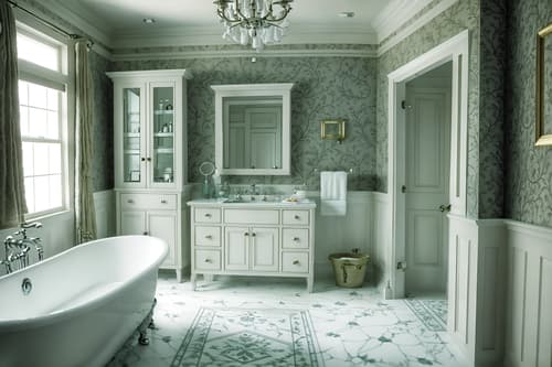 photo from pinterest of traditional-style interior designed (bathroom interior) with bath rail and toilet seat and waste basket and bathroom sink with faucet and bathtub and mirror and bathroom cabinet and bath towel. . . cinematic photo, highly detailed, cinematic lighting, ultra-detailed, ultrarealistic, photorealism, 8k. trending on pinterest. traditional interior design style. masterpiece, cinematic light, ultrarealistic+, photorealistic+, 8k, raw photo, realistic, sharp focus on eyes, (symmetrical eyes), (intact eyes), hyperrealistic, highest quality, best quality, , highly detailed, masterpiece, best quality, extremely detailed 8k wallpaper, masterpiece, best quality, ultra-detailed, best shadow, detailed background, detailed face, detailed eyes, high contrast, best illumination, detailed face, dulux, caustic, dynamic angle, detailed glow. dramatic lighting. highly detailed, insanely detailed hair, symmetrical, intricate details, professionally retouched, 8k high definition. strong bokeh. award winning photo.