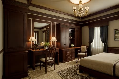 photo from pinterest of traditional-style interior designed (hotel room interior) with plant and storage bench or ottoman and dresser closet and bed and mirror and working desk with desk chair and hotel bathroom and bedside table or night stand. . . cinematic photo, highly detailed, cinematic lighting, ultra-detailed, ultrarealistic, photorealism, 8k. trending on pinterest. traditional interior design style. masterpiece, cinematic light, ultrarealistic+, photorealistic+, 8k, raw photo, realistic, sharp focus on eyes, (symmetrical eyes), (intact eyes), hyperrealistic, highest quality, best quality, , highly detailed, masterpiece, best quality, extremely detailed 8k wallpaper, masterpiece, best quality, ultra-detailed, best shadow, detailed background, detailed face, detailed eyes, high contrast, best illumination, detailed face, dulux, caustic, dynamic angle, detailed glow. dramatic lighting. highly detailed, insanely detailed hair, symmetrical, intricate details, professionally retouched, 8k high definition. strong bokeh. award winning photo.