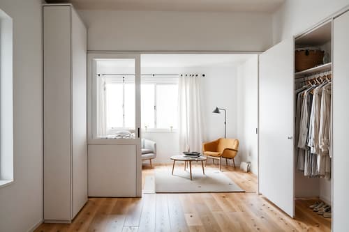 photo from pinterest of airbnb-style interior designed (walk in closet interior) . with practicality and functionality and simple color palette and open and natural lighting and scandinavian style and natural materials and elements and neutral walls and textures and simple, clean lines and simplistic furniture and practicality and functionality. . cinematic photo, highly detailed, cinematic lighting, ultra-detailed, ultrarealistic, photorealism, 8k. trending on pinterest. airbnb interior design style. masterpiece, cinematic light, ultrarealistic+, photorealistic+, 8k, raw photo, realistic, sharp focus on eyes, (symmetrical eyes), (intact eyes), hyperrealistic, highest quality, best quality, , highly detailed, masterpiece, best quality, extremely detailed 8k wallpaper, masterpiece, best quality, ultra-detailed, best shadow, detailed background, detailed face, detailed eyes, high contrast, best illumination, detailed face, dulux, caustic, dynamic angle, detailed glow. dramatic lighting. highly detailed, insanely detailed hair, symmetrical, intricate details, professionally retouched, 8k high definition. strong bokeh. award winning photo.