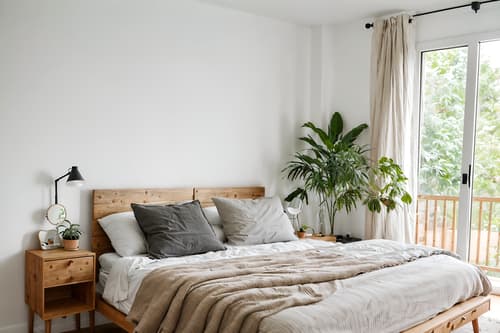 photo from pinterest of airbnb-style interior designed (bedroom interior) with plant and headboard and bed and mirror and dresser closet and night light and bedside table or night stand and accent chair. . with practicality and functionality and natural materials and elements and simple, clean lines and simplistic furniture and neutral walls and textures and scandinavian style and open and natural lighting and simple color palette and practicality and functionality. . cinematic photo, highly detailed, cinematic lighting, ultra-detailed, ultrarealistic, photorealism, 8k. trending on pinterest. airbnb interior design style. masterpiece, cinematic light, ultrarealistic+, photorealistic+, 8k, raw photo, realistic, sharp focus on eyes, (symmetrical eyes), (intact eyes), hyperrealistic, highest quality, best quality, , highly detailed, masterpiece, best quality, extremely detailed 8k wallpaper, masterpiece, best quality, ultra-detailed, best shadow, detailed background, detailed face, detailed eyes, high contrast, best illumination, detailed face, dulux, caustic, dynamic angle, detailed glow. dramatic lighting. highly detailed, insanely detailed hair, symmetrical, intricate details, professionally retouched, 8k high definition. strong bokeh. award winning photo.