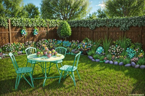 photo from pinterest of easter-style designed (outdoor garden ) with grass and garden plants and garden tree and grass. . with flowers on table and easter decorations and spring decorations and colorful easter eggs and light blue colors and flowers on table. . cinematic photo, highly detailed, cinematic lighting, ultra-detailed, ultrarealistic, photorealism, 8k. trending on pinterest. easter design style. masterpiece, cinematic light, ultrarealistic+, photorealistic+, 8k, raw photo, realistic, sharp focus on eyes, (symmetrical eyes), (intact eyes), hyperrealistic, highest quality, best quality, , highly detailed, masterpiece, best quality, extremely detailed 8k wallpaper, masterpiece, best quality, ultra-detailed, best shadow, detailed background, detailed face, detailed eyes, high contrast, best illumination, detailed face, dulux, caustic, dynamic angle, detailed glow. dramatic lighting. highly detailed, insanely detailed hair, symmetrical, intricate details, professionally retouched, 8k high definition. strong bokeh. award winning photo.