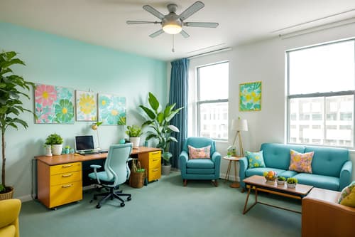 photo from pinterest of easter-style interior designed (office interior) with plants and lounge chairs and desk lamps and windows and cabinets and seating area with sofa and office chairs and office desks. . with spring decorations and light blue colors and easter decorations and colorful easter eggs and flowers on table and spring decorations. . cinematic photo, highly detailed, cinematic lighting, ultra-detailed, ultrarealistic, photorealism, 8k. trending on pinterest. easter interior design style. masterpiece, cinematic light, ultrarealistic+, photorealistic+, 8k, raw photo, realistic, sharp focus on eyes, (symmetrical eyes), (intact eyes), hyperrealistic, highest quality, best quality, , highly detailed, masterpiece, best quality, extremely detailed 8k wallpaper, masterpiece, best quality, ultra-detailed, best shadow, detailed background, detailed face, detailed eyes, high contrast, best illumination, detailed face, dulux, caustic, dynamic angle, detailed glow. dramatic lighting. highly detailed, insanely detailed hair, symmetrical, intricate details, professionally retouched, 8k high definition. strong bokeh. award winning photo.