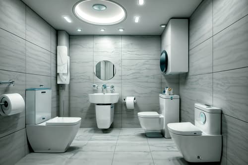photo from pinterest of futuristic-style interior designed (toilet interior) with toilet paper hanger and sink with tap and toilet with toilet seat up and toilet paper hanger. . with smooth marble and circular shapes and spaceship interior and floating surfaces and light colors and futuristic interior and neutral background and bright accents and minimalist clean lines. . cinematic photo, highly detailed, cinematic lighting, ultra-detailed, ultrarealistic, photorealism, 8k. trending on pinterest. futuristic interior design style. masterpiece, cinematic light, ultrarealistic+, photorealistic+, 8k, raw photo, realistic, sharp focus on eyes, (symmetrical eyes), (intact eyes), hyperrealistic, highest quality, best quality, , highly detailed, masterpiece, best quality, extremely detailed 8k wallpaper, masterpiece, best quality, ultra-detailed, best shadow, detailed background, detailed face, detailed eyes, high contrast, best illumination, detailed face, dulux, caustic, dynamic angle, detailed glow. dramatic lighting. highly detailed, insanely detailed hair, symmetrical, intricate details, professionally retouched, 8k high definition. strong bokeh. award winning photo.