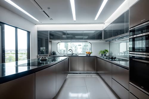 photo from pinterest of futuristic-style interior designed (kitchen interior) with worktops and stove and sink and plant and kitchen cabinets and refrigerator and worktops. . with futuristic interior and glass panes and futurism and steel finishing and strong geometric walls and minimalist clean lines and futurism minimalist interior and spaceship interior. . cinematic photo, highly detailed, cinematic lighting, ultra-detailed, ultrarealistic, photorealism, 8k. trending on pinterest. futuristic interior design style. masterpiece, cinematic light, ultrarealistic+, photorealistic+, 8k, raw photo, realistic, sharp focus on eyes, (symmetrical eyes), (intact eyes), hyperrealistic, highest quality, best quality, , highly detailed, masterpiece, best quality, extremely detailed 8k wallpaper, masterpiece, best quality, ultra-detailed, best shadow, detailed background, detailed face, detailed eyes, high contrast, best illumination, detailed face, dulux, caustic, dynamic angle, detailed glow. dramatic lighting. highly detailed, insanely detailed hair, symmetrical, intricate details, professionally retouched, 8k high definition. strong bokeh. award winning photo.