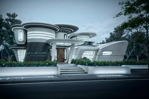 photo from pinterest of futuristic-style exterior designed (house exterior exterior) . with futurism minimalist exterior and circular shapes and futurism and futuristic exterior and floating surfaces and neutral background and bright accents and light colors and monochromatic palette. . cinematic photo, highly detailed, cinematic lighting, ultra-detailed, ultrarealistic, photorealism, 8k. trending on pinterest. futuristic exterior design style. masterpiece, cinematic light, ultrarealistic+, photorealistic+, 8k, raw photo, realistic, sharp focus on eyes, (symmetrical eyes), (intact eyes), hyperrealistic, highest quality, best quality, , highly detailed, masterpiece, best quality, extremely detailed 8k wallpaper, masterpiece, best quality, ultra-detailed, best shadow, detailed background, detailed face, detailed eyes, high contrast, best illumination, detailed face, dulux, caustic, dynamic angle, detailed glow. dramatic lighting. highly detailed, insanely detailed hair, symmetrical, intricate details, professionally retouched, 8k high definition. strong bokeh. award winning photo.