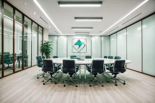 photo from pinterest of retro futuristic-style interior designed (meeting room interior) with glass doors and glass walls and boardroom table and plant and cabinets and painting or photo on wall and vase and office chairs. . with neutral background and bright accents and futuristic interior and floating surfaces and minimalist clean lines and light colors and smooth marble and steel finishing and smooth polished marble. . cinematic photo, highly detailed, cinematic lighting, ultra-detailed, ultrarealistic, photorealism, 8k. trending on pinterest. retro futuristic interior design style. masterpiece, cinematic light, ultrarealistic+, photorealistic+, 8k, raw photo, realistic, sharp focus on eyes, (symmetrical eyes), (intact eyes), hyperrealistic, highest quality, best quality, , highly detailed, masterpiece, best quality, extremely detailed 8k wallpaper, masterpiece, best quality, ultra-detailed, best shadow, detailed background, detailed face, detailed eyes, high contrast, best illumination, detailed face, dulux, caustic, dynamic angle, detailed glow. dramatic lighting. highly detailed, insanely detailed hair, symmetrical, intricate details, professionally retouched, 8k high definition. strong bokeh. award winning photo.