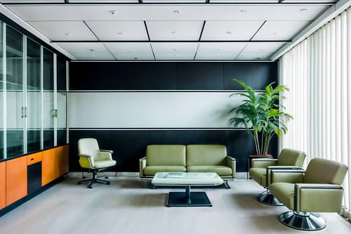 photo from pinterest of retro futuristic-style interior designed (office interior) with cabinets and windows and computer desks and lounge chairs and seating area with sofa and office chairs and office desks and plants. . with minimalist clean lines and smooth polished marble and vintage futurism and light colors and glass panes and futurism minimalist interior and steel finishing and futuristic interior. . cinematic photo, highly detailed, cinematic lighting, ultra-detailed, ultrarealistic, photorealism, 8k. trending on pinterest. retro futuristic interior design style. masterpiece, cinematic light, ultrarealistic+, photorealistic+, 8k, raw photo, realistic, sharp focus on eyes, (symmetrical eyes), (intact eyes), hyperrealistic, highest quality, best quality, , highly detailed, masterpiece, best quality, extremely detailed 8k wallpaper, masterpiece, best quality, ultra-detailed, best shadow, detailed background, detailed face, detailed eyes, high contrast, best illumination, detailed face, dulux, caustic, dynamic angle, detailed glow. dramatic lighting. highly detailed, insanely detailed hair, symmetrical, intricate details, professionally retouched, 8k high definition. strong bokeh. award winning photo.