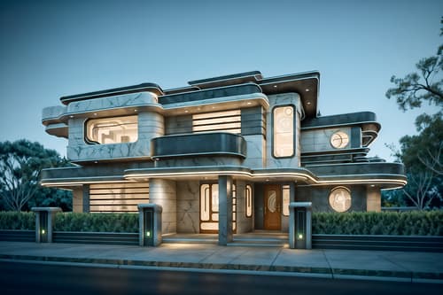 photo from pinterest of retro futuristic-style exterior designed (house exterior exterior) . with circular shapes and floating surfaces and glass panes and smooth polished marble and neutral background and bright accents and vintage futurism and futuristic exterior and strong geometric walls. . cinematic photo, highly detailed, cinematic lighting, ultra-detailed, ultrarealistic, photorealism, 8k. trending on pinterest. retro futuristic exterior design style. masterpiece, cinematic light, ultrarealistic+, photorealistic+, 8k, raw photo, realistic, sharp focus on eyes, (symmetrical eyes), (intact eyes), hyperrealistic, highest quality, best quality, , highly detailed, masterpiece, best quality, extremely detailed 8k wallpaper, masterpiece, best quality, ultra-detailed, best shadow, detailed background, detailed face, detailed eyes, high contrast, best illumination, detailed face, dulux, caustic, dynamic angle, detailed glow. dramatic lighting. highly detailed, insanely detailed hair, symmetrical, intricate details, professionally retouched, 8k high definition. strong bokeh. award winning photo.