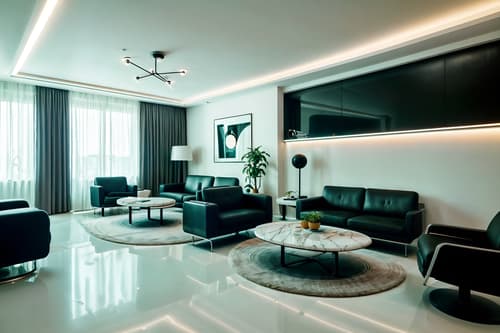 photo from pinterest of retro futuristic-style interior designed (living room interior) with electric lamps and chairs and furniture and bookshelves and plant and televisions and coffee tables and rug. . with monochromatic palette and circular shapes and floating surfaces and neutral background and bright accents and minimalist clean lines and smooth marble and futurism minimalist interior and futuristic interior. . cinematic photo, highly detailed, cinematic lighting, ultra-detailed, ultrarealistic, photorealism, 8k. trending on pinterest. retro futuristic interior design style. masterpiece, cinematic light, ultrarealistic+, photorealistic+, 8k, raw photo, realistic, sharp focus on eyes, (symmetrical eyes), (intact eyes), hyperrealistic, highest quality, best quality, , highly detailed, masterpiece, best quality, extremely detailed 8k wallpaper, masterpiece, best quality, ultra-detailed, best shadow, detailed background, detailed face, detailed eyes, high contrast, best illumination, detailed face, dulux, caustic, dynamic angle, detailed glow. dramatic lighting. highly detailed, insanely detailed hair, symmetrical, intricate details, professionally retouched, 8k high definition. strong bokeh. award winning photo.