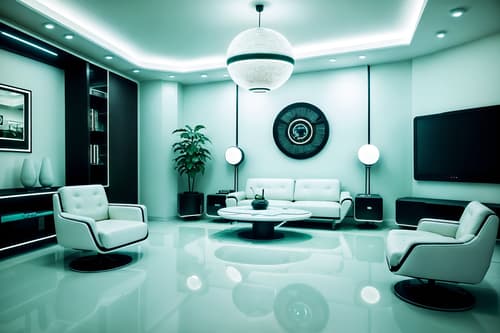 photo from pinterest of retro futuristic-style interior designed (living room interior) with electric lamps and chairs and furniture and bookshelves and plant and televisions and coffee tables and rug. . with monochromatic palette and circular shapes and floating surfaces and neutral background and bright accents and minimalist clean lines and smooth marble and futurism minimalist interior and futuristic interior. . cinematic photo, highly detailed, cinematic lighting, ultra-detailed, ultrarealistic, photorealism, 8k. trending on pinterest. retro futuristic interior design style. masterpiece, cinematic light, ultrarealistic+, photorealistic+, 8k, raw photo, realistic, sharp focus on eyes, (symmetrical eyes), (intact eyes), hyperrealistic, highest quality, best quality, , highly detailed, masterpiece, best quality, extremely detailed 8k wallpaper, masterpiece, best quality, ultra-detailed, best shadow, detailed background, detailed face, detailed eyes, high contrast, best illumination, detailed face, dulux, caustic, dynamic angle, detailed glow. dramatic lighting. highly detailed, insanely detailed hair, symmetrical, intricate details, professionally retouched, 8k high definition. strong bokeh. award winning photo.