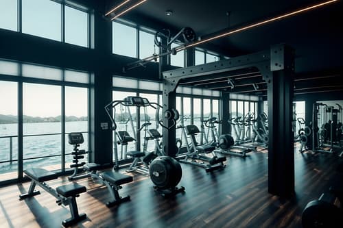 photo from pinterest of nautical-style interior designed (fitness gym interior) with dumbbell stand and exercise bicycle and crosstrainer and squat rack and bench press and dumbbell stand. . . cinematic photo, highly detailed, cinematic lighting, ultra-detailed, ultrarealistic, photorealism, 8k. trending on pinterest. nautical interior design style. masterpiece, cinematic light, ultrarealistic+, photorealistic+, 8k, raw photo, realistic, sharp focus on eyes, (symmetrical eyes), (intact eyes), hyperrealistic, highest quality, best quality, , highly detailed, masterpiece, best quality, extremely detailed 8k wallpaper, masterpiece, best quality, ultra-detailed, best shadow, detailed background, detailed face, detailed eyes, high contrast, best illumination, detailed face, dulux, caustic, dynamic angle, detailed glow. dramatic lighting. highly detailed, insanely detailed hair, symmetrical, intricate details, professionally retouched, 8k high definition. strong bokeh. award winning photo.