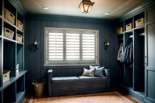photo from pinterest of nautical-style interior designed (mudroom interior) with a bench and cubbies and storage drawers and wall hooks for coats and cabinets and shelves for shoes and storage baskets and high up storage. . . cinematic photo, highly detailed, cinematic lighting, ultra-detailed, ultrarealistic, photorealism, 8k. trending on pinterest. nautical interior design style. masterpiece, cinematic light, ultrarealistic+, photorealistic+, 8k, raw photo, realistic, sharp focus on eyes, (symmetrical eyes), (intact eyes), hyperrealistic, highest quality, best quality, , highly detailed, masterpiece, best quality, extremely detailed 8k wallpaper, masterpiece, best quality, ultra-detailed, best shadow, detailed background, detailed face, detailed eyes, high contrast, best illumination, detailed face, dulux, caustic, dynamic angle, detailed glow. dramatic lighting. highly detailed, insanely detailed hair, symmetrical, intricate details, professionally retouched, 8k high definition. strong bokeh. award winning photo.