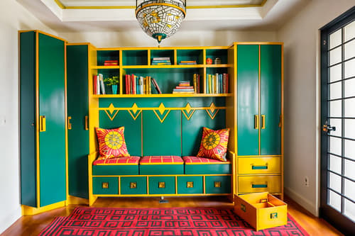 photo from pinterest of art deco-style interior designed (drop zone interior) with storage baskets and high up storage and lockers and wall hooks for coats and a bench and cubbies and shelves for shoes and cabinets. . with symmetrical designs and bright and cheerful colors and exuberant shapes and glamour and geometric lines and bold geometry and luxury and abstract patterns. . cinematic photo, highly detailed, cinematic lighting, ultra-detailed, ultrarealistic, photorealism, 8k. trending on pinterest. art deco interior design style. masterpiece, cinematic light, ultrarealistic+, photorealistic+, 8k, raw photo, realistic, sharp focus on eyes, (symmetrical eyes), (intact eyes), hyperrealistic, highest quality, best quality, , highly detailed, masterpiece, best quality, extremely detailed 8k wallpaper, masterpiece, best quality, ultra-detailed, best shadow, detailed background, detailed face, detailed eyes, high contrast, best illumination, detailed face, dulux, caustic, dynamic angle, detailed glow. dramatic lighting. highly detailed, insanely detailed hair, symmetrical, intricate details, professionally retouched, 8k high definition. strong bokeh. award winning photo.