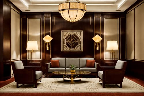 photo from pinterest of art deco-style interior designed (hotel lobby interior) with plant and furniture and sofas and coffee tables and rug and check in desk and lounge chairs and hanging lamps. . with smooth lines and angular shapes and luxury and decadent detail and exuberant shapes and geometric lines and abstract patterns and symmetrical designs. . cinematic photo, highly detailed, cinematic lighting, ultra-detailed, ultrarealistic, photorealism, 8k. trending on pinterest. art deco interior design style. masterpiece, cinematic light, ultrarealistic+, photorealistic+, 8k, raw photo, realistic, sharp focus on eyes, (symmetrical eyes), (intact eyes), hyperrealistic, highest quality, best quality, , highly detailed, masterpiece, best quality, extremely detailed 8k wallpaper, masterpiece, best quality, ultra-detailed, best shadow, detailed background, detailed face, detailed eyes, high contrast, best illumination, detailed face, dulux, caustic, dynamic angle, detailed glow. dramatic lighting. highly detailed, insanely detailed hair, symmetrical, intricate details, professionally retouched, 8k high definition. strong bokeh. award winning photo.