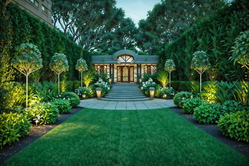 photo from pinterest of art deco-style designed (outdoor garden ) with garden tree and grass and garden plants and garden tree. . with angular shapes and geometric shapes and luxury and glamour and geometric lines and stream-lined forms and exuberant shapes and smooth lines. . cinematic photo, highly detailed, cinematic lighting, ultra-detailed, ultrarealistic, photorealism, 8k. trending on pinterest. art deco design style. masterpiece, cinematic light, ultrarealistic+, photorealistic+, 8k, raw photo, realistic, sharp focus on eyes, (symmetrical eyes), (intact eyes), hyperrealistic, highest quality, best quality, , highly detailed, masterpiece, best quality, extremely detailed 8k wallpaper, masterpiece, best quality, ultra-detailed, best shadow, detailed background, detailed face, detailed eyes, high contrast, best illumination, detailed face, dulux, caustic, dynamic angle, detailed glow. dramatic lighting. highly detailed, insanely detailed hair, symmetrical, intricate details, professionally retouched, 8k high definition. strong bokeh. award winning photo.