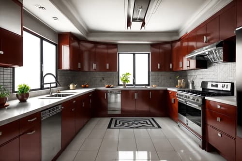 photo from pinterest of art deco-style interior designed (kitchen interior) with stove and plant and worktops and kitchen cabinets and refrigerator and sink and stove. . with angular shapes and luxury and smooth lines and geometric lines and geometric shapes and stream-lined forms and glamour and symmetrical designs. . cinematic photo, highly detailed, cinematic lighting, ultra-detailed, ultrarealistic, photorealism, 8k. trending on pinterest. art deco interior design style. masterpiece, cinematic light, ultrarealistic+, photorealistic+, 8k, raw photo, realistic, sharp focus on eyes, (symmetrical eyes), (intact eyes), hyperrealistic, highest quality, best quality, , highly detailed, masterpiece, best quality, extremely detailed 8k wallpaper, masterpiece, best quality, ultra-detailed, best shadow, detailed background, detailed face, detailed eyes, high contrast, best illumination, detailed face, dulux, caustic, dynamic angle, detailed glow. dramatic lighting. highly detailed, insanely detailed hair, symmetrical, intricate details, professionally retouched, 8k high definition. strong bokeh. award winning photo.