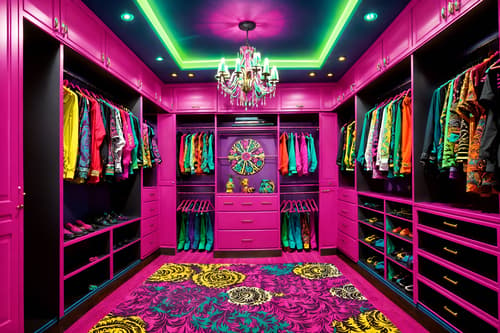 photo from pinterest of maximalist-style interior designed (walk in closet interior) . with over-the-top aesthetic and bold colors and playful and bold patterns and bold creativity and more is more philosophy and vibrant and bold design. . cinematic photo, highly detailed, cinematic lighting, ultra-detailed, ultrarealistic, photorealism, 8k. trending on pinterest. maximalist interior design style. masterpiece, cinematic light, ultrarealistic+, photorealistic+, 8k, raw photo, realistic, sharp focus on eyes, (symmetrical eyes), (intact eyes), hyperrealistic, highest quality, best quality, , highly detailed, masterpiece, best quality, extremely detailed 8k wallpaper, masterpiece, best quality, ultra-detailed, best shadow, detailed background, detailed face, detailed eyes, high contrast, best illumination, detailed face, dulux, caustic, dynamic angle, detailed glow. dramatic lighting. highly detailed, insanely detailed hair, symmetrical, intricate details, professionally retouched, 8k high definition. strong bokeh. award winning photo.