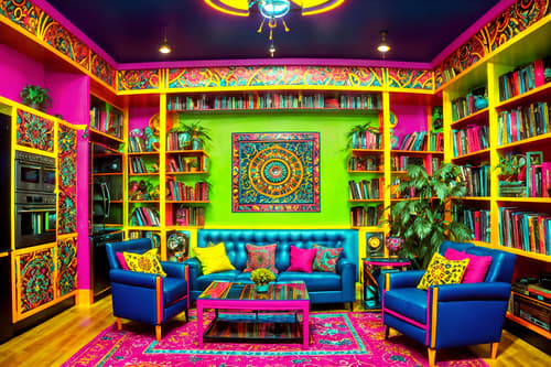 photo from pinterest of maximalist-style interior designed (kitchen living combo interior) with sink and stove and refrigerator and electric lamps and plant and bookshelves and televisions and coffee tables. . with over-the-top aesthetic and vibrant and bold creativity and bold colors and bold patterns and more is more philosophy and bold design and eye-catching. . cinematic photo, highly detailed, cinematic lighting, ultra-detailed, ultrarealistic, photorealism, 8k. trending on pinterest. maximalist interior design style. masterpiece, cinematic light, ultrarealistic+, photorealistic+, 8k, raw photo, realistic, sharp focus on eyes, (symmetrical eyes), (intact eyes), hyperrealistic, highest quality, best quality, , highly detailed, masterpiece, best quality, extremely detailed 8k wallpaper, masterpiece, best quality, ultra-detailed, best shadow, detailed background, detailed face, detailed eyes, high contrast, best illumination, detailed face, dulux, caustic, dynamic angle, detailed glow. dramatic lighting. highly detailed, insanely detailed hair, symmetrical, intricate details, professionally retouched, 8k high definition. strong bokeh. award winning photo.