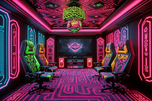 photo from pinterest of maximalist-style interior designed (gaming room interior) . with eye-catching and bold patterns and bold creativity and bold design and vibrant and over-the-top aesthetic and playful and more is more philosophy. . cinematic photo, highly detailed, cinematic lighting, ultra-detailed, ultrarealistic, photorealism, 8k. trending on pinterest. maximalist interior design style. masterpiece, cinematic light, ultrarealistic+, photorealistic+, 8k, raw photo, realistic, sharp focus on eyes, (symmetrical eyes), (intact eyes), hyperrealistic, highest quality, best quality, , highly detailed, masterpiece, best quality, extremely detailed 8k wallpaper, masterpiece, best quality, ultra-detailed, best shadow, detailed background, detailed face, detailed eyes, high contrast, best illumination, detailed face, dulux, caustic, dynamic angle, detailed glow. dramatic lighting. highly detailed, insanely detailed hair, symmetrical, intricate details, professionally retouched, 8k high definition. strong bokeh. award winning photo.
