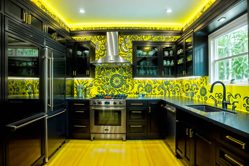 photo from pinterest of maximalist-style interior designed (kitchen interior) with sink and stove and worktops and refrigerator and kitchen cabinets and plant and sink. . with bold design and eye-catching and more is more philosophy and bold colors and vibrant and over-the-top aesthetic and playful and bold patterns. . cinematic photo, highly detailed, cinematic lighting, ultra-detailed, ultrarealistic, photorealism, 8k. trending on pinterest. maximalist interior design style. masterpiece, cinematic light, ultrarealistic+, photorealistic+, 8k, raw photo, realistic, sharp focus on eyes, (symmetrical eyes), (intact eyes), hyperrealistic, highest quality, best quality, , highly detailed, masterpiece, best quality, extremely detailed 8k wallpaper, masterpiece, best quality, ultra-detailed, best shadow, detailed background, detailed face, detailed eyes, high contrast, best illumination, detailed face, dulux, caustic, dynamic angle, detailed glow. dramatic lighting. highly detailed, insanely detailed hair, symmetrical, intricate details, professionally retouched, 8k high definition. strong bokeh. award winning photo.