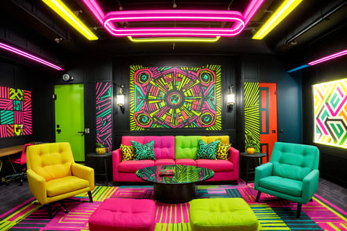 photo from pinterest of maximalist-style interior designed (coworking space interior) with office desks and lounge chairs and office chairs and seating area with sofa and office desks. . with bold creativity and bold patterns and more is more philosophy and bold colors and vibrant and bold design and over-the-top aesthetic and playful. . cinematic photo, highly detailed, cinematic lighting, ultra-detailed, ultrarealistic, photorealism, 8k. trending on pinterest. maximalist interior design style. masterpiece, cinematic light, ultrarealistic+, photorealistic+, 8k, raw photo, realistic, sharp focus on eyes, (symmetrical eyes), (intact eyes), hyperrealistic, highest quality, best quality, , highly detailed, masterpiece, best quality, extremely detailed 8k wallpaper, masterpiece, best quality, ultra-detailed, best shadow, detailed background, detailed face, detailed eyes, high contrast, best illumination, detailed face, dulux, caustic, dynamic angle, detailed glow. dramatic lighting. highly detailed, insanely detailed hair, symmetrical, intricate details, professionally retouched, 8k high definition. strong bokeh. award winning photo.