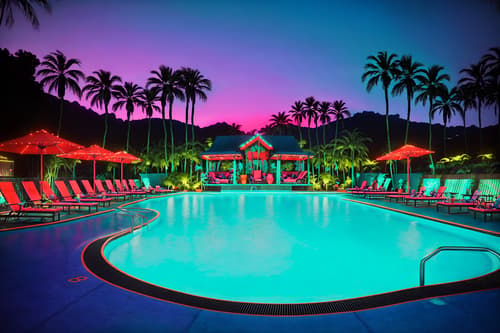 photo from pinterest of maximalist-style designed (outdoor pool area ) with pool and pool lounge chairs and pool lights and pool. . with vibrant and over-the-top aesthetic and more is more philosophy and bold colors and bold creativity and bold patterns and playful and bold design. . cinematic photo, highly detailed, cinematic lighting, ultra-detailed, ultrarealistic, photorealism, 8k. trending on pinterest. maximalist design style. masterpiece, cinematic light, ultrarealistic+, photorealistic+, 8k, raw photo, realistic, sharp focus on eyes, (symmetrical eyes), (intact eyes), hyperrealistic, highest quality, best quality, , highly detailed, masterpiece, best quality, extremely detailed 8k wallpaper, masterpiece, best quality, ultra-detailed, best shadow, detailed background, detailed face, detailed eyes, high contrast, best illumination, detailed face, dulux, caustic, dynamic angle, detailed glow. dramatic lighting. highly detailed, insanely detailed hair, symmetrical, intricate details, professionally retouched, 8k high definition. strong bokeh. award winning photo.