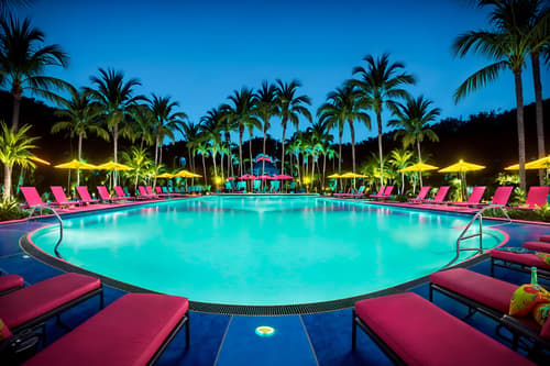 photo from pinterest of maximalist-style designed (outdoor pool area ) with pool and pool lounge chairs and pool lights and pool. . with vibrant and over-the-top aesthetic and more is more philosophy and bold colors and bold creativity and bold patterns and playful and bold design. . cinematic photo, highly detailed, cinematic lighting, ultra-detailed, ultrarealistic, photorealism, 8k. trending on pinterest. maximalist design style. masterpiece, cinematic light, ultrarealistic+, photorealistic+, 8k, raw photo, realistic, sharp focus on eyes, (symmetrical eyes), (intact eyes), hyperrealistic, highest quality, best quality, , highly detailed, masterpiece, best quality, extremely detailed 8k wallpaper, masterpiece, best quality, ultra-detailed, best shadow, detailed background, detailed face, detailed eyes, high contrast, best illumination, detailed face, dulux, caustic, dynamic angle, detailed glow. dramatic lighting. highly detailed, insanely detailed hair, symmetrical, intricate details, professionally retouched, 8k high definition. strong bokeh. award winning photo.