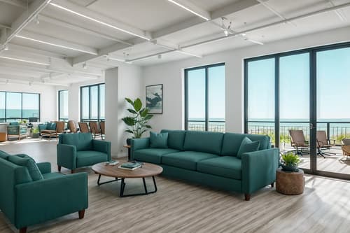 photo from pinterest of coastal-style interior designed (coworking space interior) with seating area with sofa and office chairs and lounge chairs and office desks and seating area with sofa. . with . . cinematic photo, highly detailed, cinematic lighting, ultra-detailed, ultrarealistic, photorealism, 8k. trending on pinterest. coastal interior design style. masterpiece, cinematic light, ultrarealistic+, photorealistic+, 8k, raw photo, realistic, sharp focus on eyes, (symmetrical eyes), (intact eyes), hyperrealistic, highest quality, best quality, , highly detailed, masterpiece, best quality, extremely detailed 8k wallpaper, masterpiece, best quality, ultra-detailed, best shadow, detailed background, detailed face, detailed eyes, high contrast, best illumination, detailed face, dulux, caustic, dynamic angle, detailed glow. dramatic lighting. highly detailed, insanely detailed hair, symmetrical, intricate details, professionally retouched, 8k high definition. strong bokeh. award winning photo.