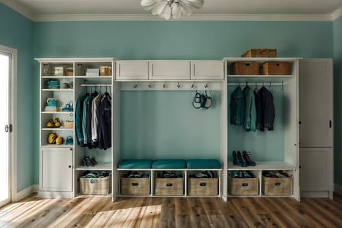 photo from pinterest of coastal-style interior designed (drop zone interior) with storage baskets and cabinets and shelves for shoes and wall hooks for coats and storage drawers and high up storage and a bench and lockers. . with . . cinematic photo, highly detailed, cinematic lighting, ultra-detailed, ultrarealistic, photorealism, 8k. trending on pinterest. coastal interior design style. masterpiece, cinematic light, ultrarealistic+, photorealistic+, 8k, raw photo, realistic, sharp focus on eyes, (symmetrical eyes), (intact eyes), hyperrealistic, highest quality, best quality, , highly detailed, masterpiece, best quality, extremely detailed 8k wallpaper, masterpiece, best quality, ultra-detailed, best shadow, detailed background, detailed face, detailed eyes, high contrast, best illumination, detailed face, dulux, caustic, dynamic angle, detailed glow. dramatic lighting. highly detailed, insanely detailed hair, symmetrical, intricate details, professionally retouched, 8k high definition. strong bokeh. award winning photo.