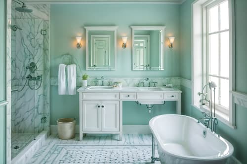 photo from pinterest of coastal-style interior designed (hotel bathroom interior) with bath rail and mirror and shower and toilet seat and bathtub and bathroom cabinet and bath towel and waste basket. . with . . cinematic photo, highly detailed, cinematic lighting, ultra-detailed, ultrarealistic, photorealism, 8k. trending on pinterest. coastal interior design style. masterpiece, cinematic light, ultrarealistic+, photorealistic+, 8k, raw photo, realistic, sharp focus on eyes, (symmetrical eyes), (intact eyes), hyperrealistic, highest quality, best quality, , highly detailed, masterpiece, best quality, extremely detailed 8k wallpaper, masterpiece, best quality, ultra-detailed, best shadow, detailed background, detailed face, detailed eyes, high contrast, best illumination, detailed face, dulux, caustic, dynamic angle, detailed glow. dramatic lighting. highly detailed, insanely detailed hair, symmetrical, intricate details, professionally retouched, 8k high definition. strong bokeh. award winning photo.
