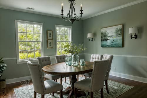 photo from pinterest of coastal-style interior designed (dining room interior) with table cloth and dining table chairs and vase and dining table and light or chandelier and plant and painting or photo on wall and plates, cutlery and glasses on dining table. . with . . cinematic photo, highly detailed, cinematic lighting, ultra-detailed, ultrarealistic, photorealism, 8k. trending on pinterest. coastal interior design style. masterpiece, cinematic light, ultrarealistic+, photorealistic+, 8k, raw photo, realistic, sharp focus on eyes, (symmetrical eyes), (intact eyes), hyperrealistic, highest quality, best quality, , highly detailed, masterpiece, best quality, extremely detailed 8k wallpaper, masterpiece, best quality, ultra-detailed, best shadow, detailed background, detailed face, detailed eyes, high contrast, best illumination, detailed face, dulux, caustic, dynamic angle, detailed glow. dramatic lighting. highly detailed, insanely detailed hair, symmetrical, intricate details, professionally retouched, 8k high definition. strong bokeh. award winning photo.