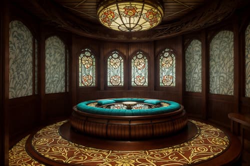 photo from pinterest of art nouveau-style interior designed (onsen interior) . with soft, rounded lines and wallpaper patterns of stylized flowers and stained glass and wallpaper patterns of feathers and asymmetrical shapes and ashy colors and wallpaper pattners of spider webs and curving, plant-like embellishments. . cinematic photo, highly detailed, cinematic lighting, ultra-detailed, ultrarealistic, photorealism, 8k. trending on pinterest. art nouveau interior design style. masterpiece, cinematic light, ultrarealistic+, photorealistic+, 8k, raw photo, realistic, sharp focus on eyes, (symmetrical eyes), (intact eyes), hyperrealistic, highest quality, best quality, , highly detailed, masterpiece, best quality, extremely detailed 8k wallpaper, masterpiece, best quality, ultra-detailed, best shadow, detailed background, detailed face, detailed eyes, high contrast, best illumination, detailed face, dulux, caustic, dynamic angle, detailed glow. dramatic lighting. highly detailed, insanely detailed hair, symmetrical, intricate details, professionally retouched, 8k high definition. strong bokeh. award winning photo.