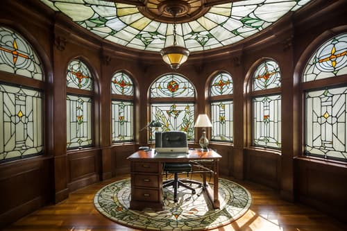 photo from pinterest of art nouveau-style interior designed (office interior) with lounge chairs and windows and office desks and cabinets and seating area with sofa and office chairs and computer desks and desk lamps. . with stained glass and asymmetrical shapes and wallpaper pattners of spider webs and curved glass and wallpaper patterns of feathers and natural materials and ashy colors and stained glass. . cinematic photo, highly detailed, cinematic lighting, ultra-detailed, ultrarealistic, photorealism, 8k. trending on pinterest. art nouveau interior design style. masterpiece, cinematic light, ultrarealistic+, photorealistic+, 8k, raw photo, realistic, sharp focus on eyes, (symmetrical eyes), (intact eyes), hyperrealistic, highest quality, best quality, , highly detailed, masterpiece, best quality, extremely detailed 8k wallpaper, masterpiece, best quality, ultra-detailed, best shadow, detailed background, detailed face, detailed eyes, high contrast, best illumination, detailed face, dulux, caustic, dynamic angle, detailed glow. dramatic lighting. highly detailed, insanely detailed hair, symmetrical, intricate details, professionally retouched, 8k high definition. strong bokeh. award winning photo.