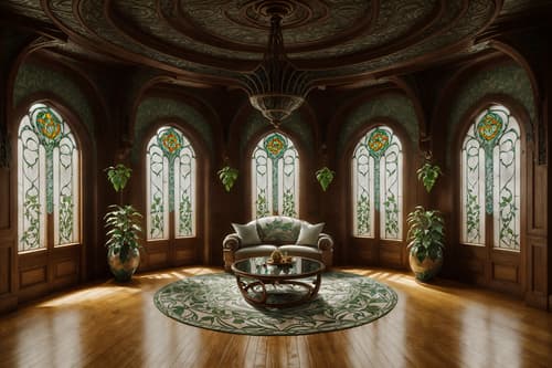 photo from pinterest of art nouveau-style interior designed (attic interior) . with curving, plant-like embellishments and curved glass and wallpaper patterns of stylized flowers and arches and curved forms and asymmetrical shapes and stained glass and natural materials and soft, rounded lines. . cinematic photo, highly detailed, cinematic lighting, ultra-detailed, ultrarealistic, photorealism, 8k. trending on pinterest. art nouveau interior design style. masterpiece, cinematic light, ultrarealistic+, photorealistic+, 8k, raw photo, realistic, sharp focus on eyes, (symmetrical eyes), (intact eyes), hyperrealistic, highest quality, best quality, , highly detailed, masterpiece, best quality, extremely detailed 8k wallpaper, masterpiece, best quality, ultra-detailed, best shadow, detailed background, detailed face, detailed eyes, high contrast, best illumination, detailed face, dulux, caustic, dynamic angle, detailed glow. dramatic lighting. highly detailed, insanely detailed hair, symmetrical, intricate details, professionally retouched, 8k high definition. strong bokeh. award winning photo.