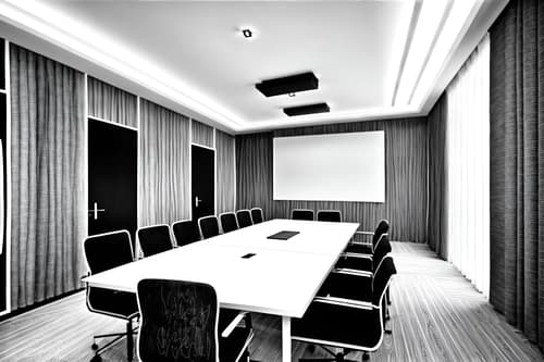 (hand-drawn monochrome black and white sketch line drawing)++ of sketch-style interior designed (meeting room) apartment interior. a sketch of interior. with . . a sketch of interior. with plant and boardroom table and painting or photo on wall. trending on artstation. black and white line drawing sketch without colors. masterpiece, cinematic light, ultrarealistic+, photorealistic+, 8k, raw photo, realistic, sharp focus on eyes, (symmetrical eyes), (intact eyes), hyperrealistic, highest quality, best quality, , highly detailed, masterpiece, best quality, extremely detailed 8k wallpaper, masterpiece, best quality, ultra-detailed, best shadow, detailed background, detailed face, detailed eyes, high contrast, best illumination, detailed face, dulux, caustic, dynamic angle, detailed glow. dramatic lighting. highly detailed, insanely detailed hair, symmetrical, intricate details, professionally retouched, 8k high definition. strong bokeh. award winning photo.