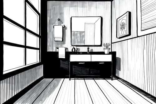 (hand-drawn monochrome black and white sketch line drawing)++ of sketch-style interior designed (toilet) apartment interior. a sketch of interior. with . . a sketch of interior. with sink with tap and toilet with toilet seat up and toilet paper hanger. trending on artstation. black and white line drawing sketch without colors. masterpiece, cinematic light, ultrarealistic+, photorealistic+, 8k, raw photo, realistic, sharp focus on eyes, (symmetrical eyes), (intact eyes), hyperrealistic, highest quality, best quality, , highly detailed, masterpiece, best quality, extremely detailed 8k wallpaper, masterpiece, best quality, ultra-detailed, best shadow, detailed background, detailed face, detailed eyes, high contrast, best illumination, detailed face, dulux, caustic, dynamic angle, detailed glow. dramatic lighting. highly detailed, insanely detailed hair, symmetrical, intricate details, professionally retouched, 8k high definition. strong bokeh. award winning photo.