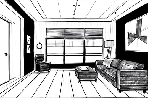 (hand-drawn monochrome black and white sketch line drawing)++ of sketch-style interior designed (office) apartment interior. a sketch of interior. with . . a sketch of interior. with office desks and seating area with sofa and windows. trending on artstation. black and white line drawing sketch without colors. masterpiece, cinematic light, ultrarealistic+, photorealistic+, 8k, raw photo, realistic, sharp focus on eyes, (symmetrical eyes), (intact eyes), hyperrealistic, highest quality, best quality, , highly detailed, masterpiece, best quality, extremely detailed 8k wallpaper, masterpiece, best quality, ultra-detailed, best shadow, detailed background, detailed face, detailed eyes, high contrast, best illumination, detailed face, dulux, caustic, dynamic angle, detailed glow. dramatic lighting. highly detailed, insanely detailed hair, symmetrical, intricate details, professionally retouched, 8k high definition. strong bokeh. award winning photo.
