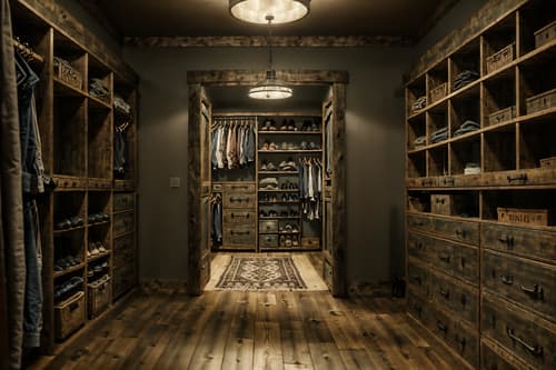photo from pinterest of rustic-style interior designed (walk in closet interior) . with . . cinematic photo, highly detailed, cinematic lighting, ultra-detailed, ultrarealistic, photorealism, 8k. trending on pinterest. rustic interior design style. masterpiece, cinematic light, ultrarealistic+, photorealistic+, 8k, raw photo, realistic, sharp focus on eyes, (symmetrical eyes), (intact eyes), hyperrealistic, highest quality, best quality, , highly detailed, masterpiece, best quality, extremely detailed 8k wallpaper, masterpiece, best quality, ultra-detailed, best shadow, detailed background, detailed face, detailed eyes, high contrast, best illumination, detailed face, dulux, caustic, dynamic angle, detailed glow. dramatic lighting. highly detailed, insanely detailed hair, symmetrical, intricate details, professionally retouched, 8k high definition. strong bokeh. award winning photo.
